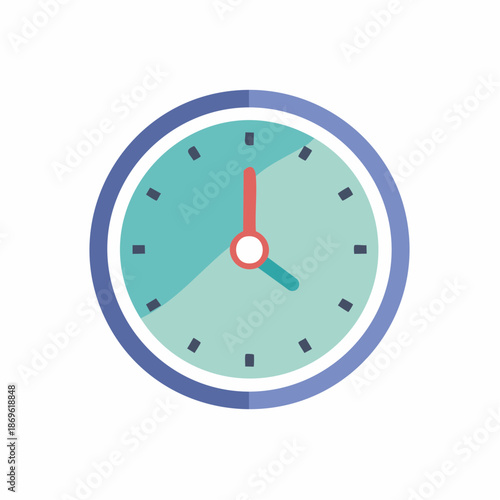 Clock showing elapsed time, depicting passing time or deadline concept in simple flat illustration