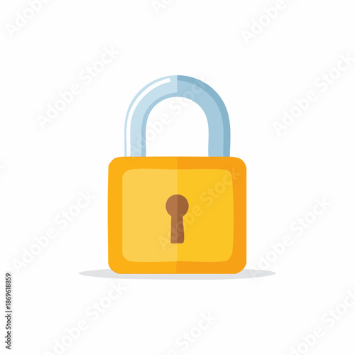 Secure yellow padlock illustration against privacy protection, safety, and security