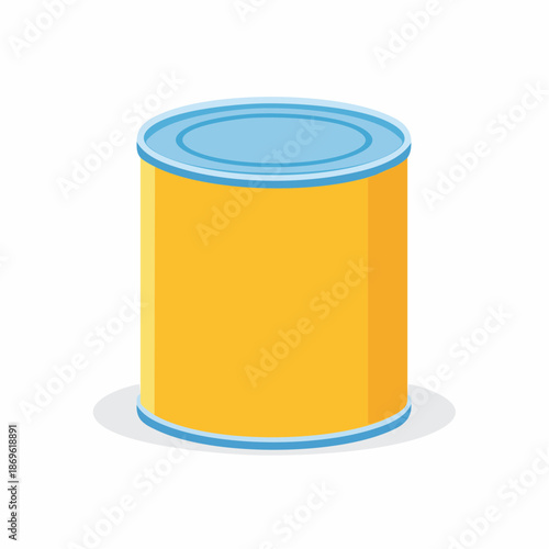 Yellow metallic can stands upright ideal for canned goods or food storage and preservation in a modern graphic rendering