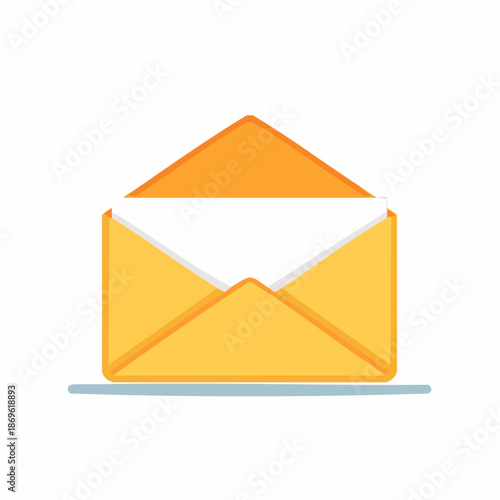 Open Yellow Envelope Containing White Paper Message Communication