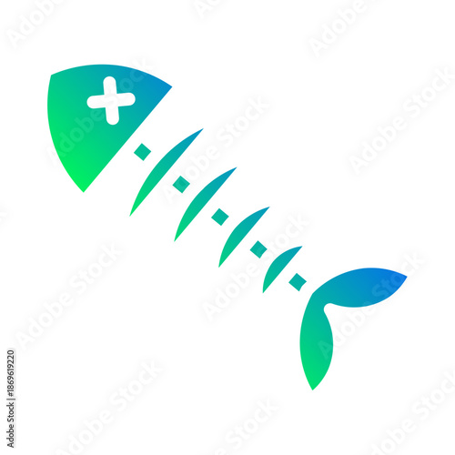Fish bone. This is a vector single icon with a solid gradient style. It is suitable for various purposes, including website design, mobile app design, and logo design.