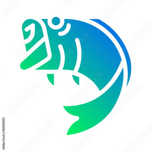 Fish caught on a hook. This is a vector single icon with a solid gradient style. It is suitable for various purposes, including website design, mobile app design, and logo design.