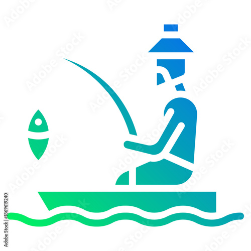 Fisherman. This is a vector single icon with a solid gradient style. It is suitable for various purposes, including website design, mobile app design, and logo design.