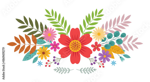 Vibrant Floral Border for Spring Event Invitations, Greeting Cards, Website Graphics, Cheerful Design Elements