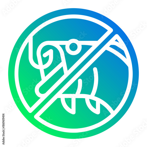 No fishing sign. This is a vector single icon with a solid gradient style. It is suitable for various purposes, including website design, mobile app design, and logo design.
