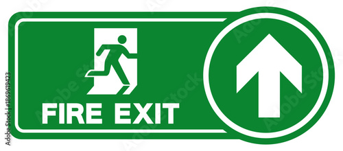 Fire Exit Arrow Right Up Symbol Sign, Vector Illustration, Isolate On White Background Label. EPS10