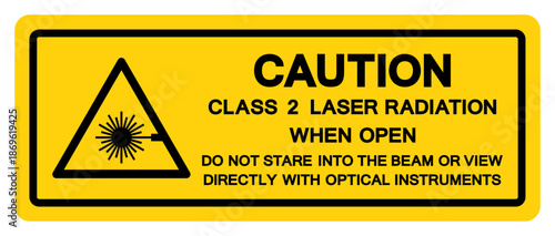 Caution Class 2 Laser Radiation Symbol Sign,Vector Illustration, Isolate On White Background Label.EPS10