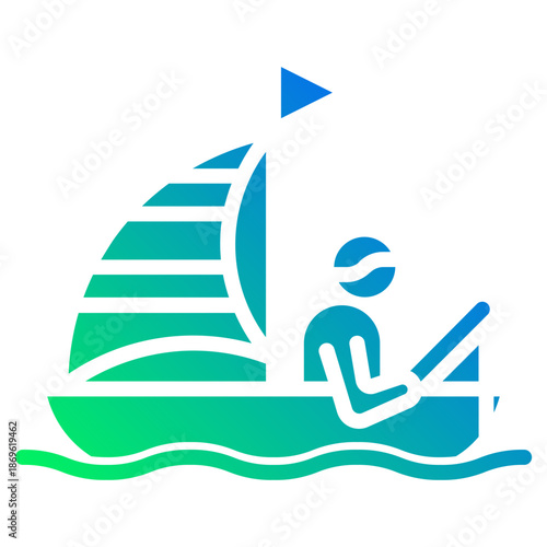 Sailboat. This is a vector single icon with a solid gradient style. It is suitable for various purposes, including website design, mobile app design, and logo design.