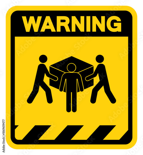 Use Three Person Lift Warning Sign, Vector Illustration, Isolate On White Background Label. EPS10