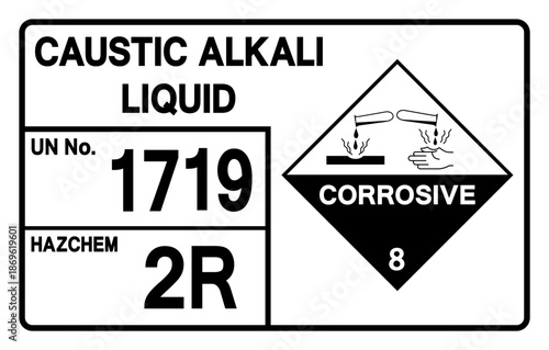 Caustic Alkali Liquid UN 1719 Symbol Sign, Vector Illustration, Isolate On White Background, Label.EPS10
