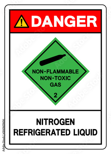 Danger Nitrogen Refgigerated Liquid Symbol Sign, Vector Illustration, Isolate On White Background, Label.EPS10