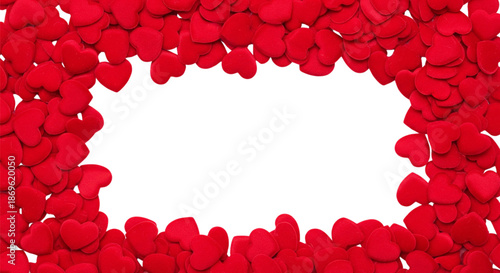 Red Hearts Frame on White Background for Valentine's Day Love Promotions Romantic Messages and Greeting Cards