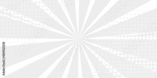 abstract gray white sun rays, retro styled comics book texture background, halftone illustration, pop art concept