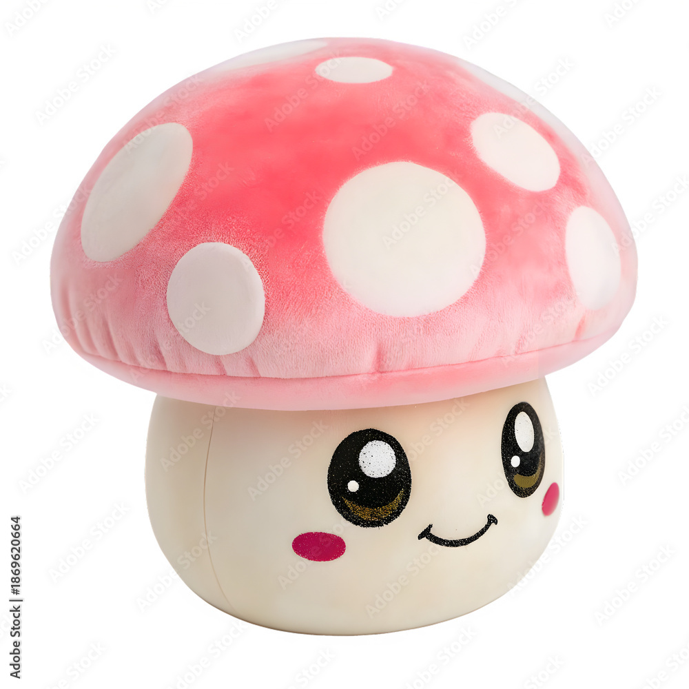 Fototapeta premium Cute pink cartoon mushroom