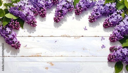 Wallpaper Mural Lilac Blossoms on White Wood - A Floral Springtime Frame. Torontodigital.ca