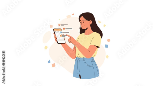 Woman using smartphone for online browsing or social media