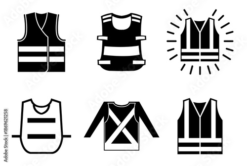 High Visibility Clothing Black Icon Set Symbol Sign,Vector Illustration, Isolated On White Background Label. EPS10