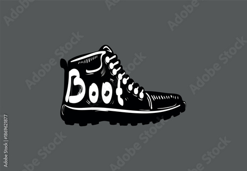 boot illustrations in different artistic styles including a hand-drawn sketch