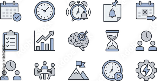 Detailed and versatile icon set design featuring geometric shapes and lines ideal for various applications on transparent background high quality professional