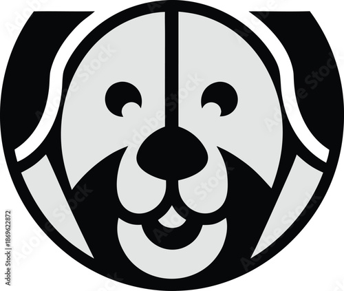 Simple circular dog face logo with black and gray color scheme