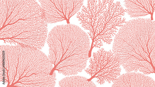 Delicate branching tree pattern with fine line art design