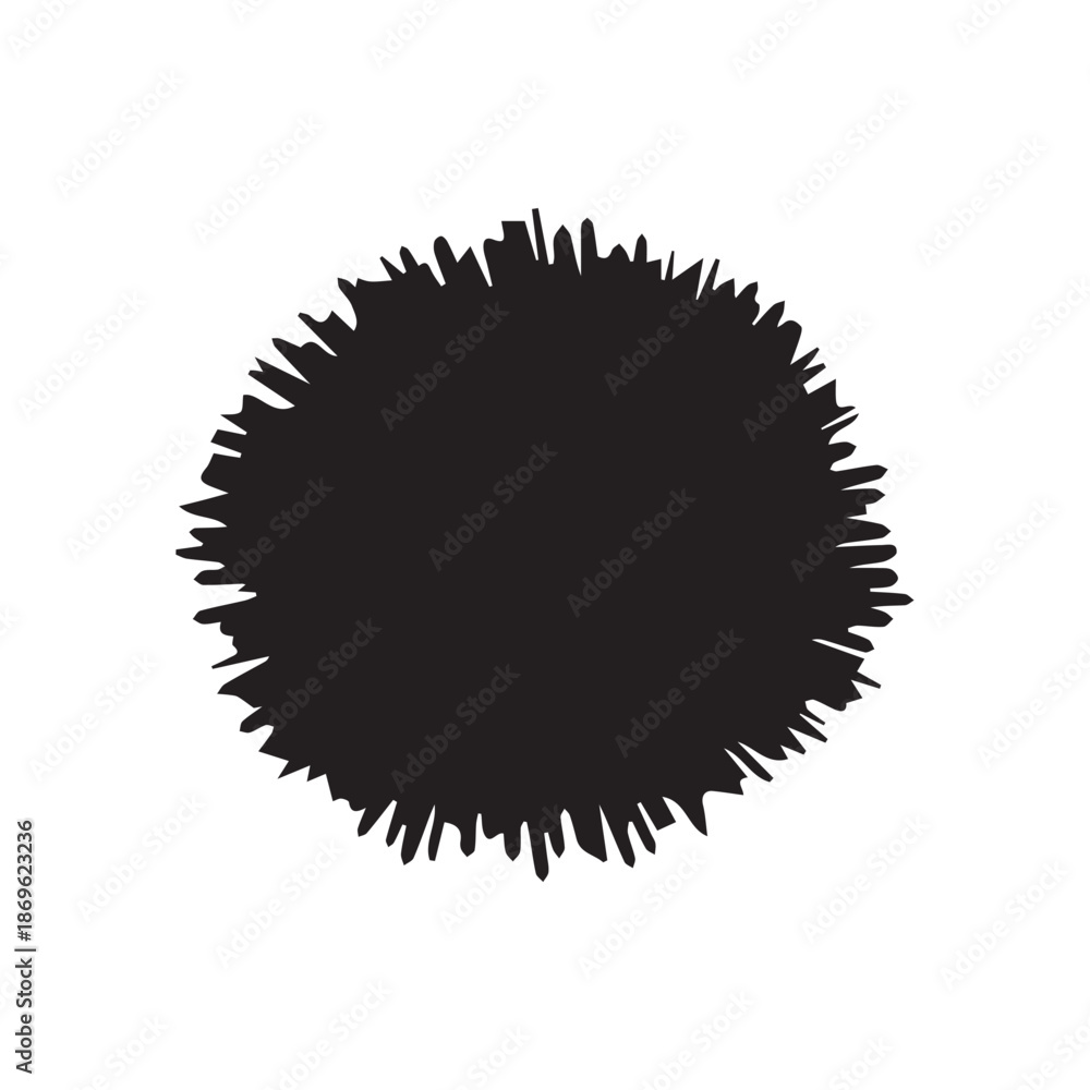 Fototapeta premium Brush circles round shape Stock black color design.