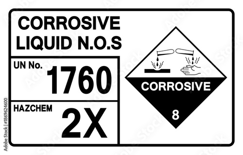 Corrosive Liquid UN 1760 Symbol Sign, Vector Illustration, Isolate On White Background, Label.EPS10