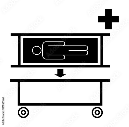 Stretcher Pick Up Point Black Icon, Vector Illustration, Isolate On White Background Label.EPS10
