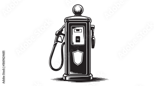 Vintage Gas Pump Illustration - Retro Fueling Station Icon