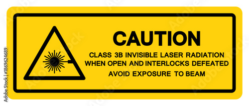 Caution Class 3B Invisible Laser Radiation Symbol Sign,Vector Illustration, Isolate On White Background Label.EPS10
