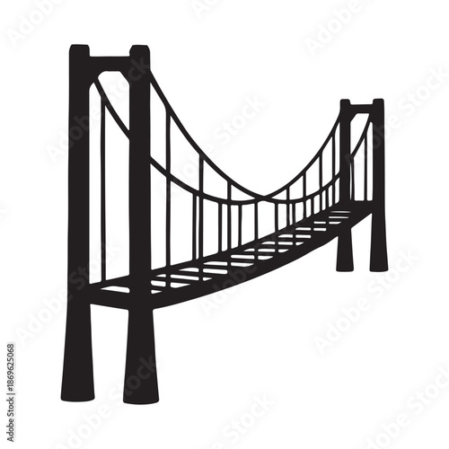 Iconic suspension bridge silhouette representing connection and engineering marvel