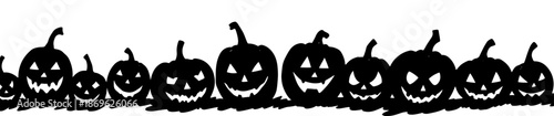 Black pumpkins silhouette. Halloween banner background with Jack o lantern