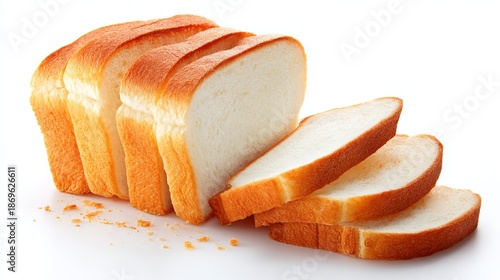 sliced white bread on a white background