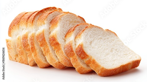 sliced white bread on a white background