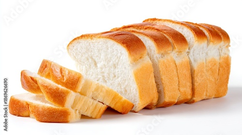 sliced white bread on a white background