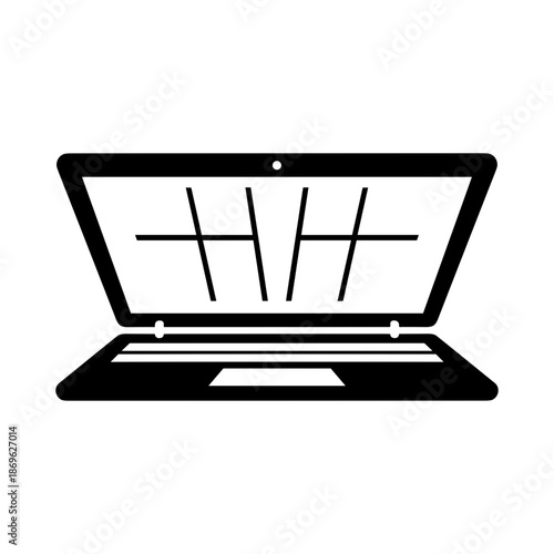 Laptop with Tally Marks Vector Icon for Counting and Tracking