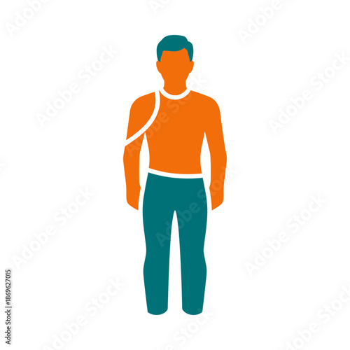 Male Shoulder Injury Medical Icon Treatment Vector Graphic