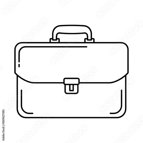 Professional Business Briefcase Vector Icon Line Art Illustration