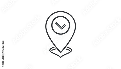 Wallpaper Mural Location Pin with Check Mark - Precision and Confirmation Icon. Torontodigital.ca