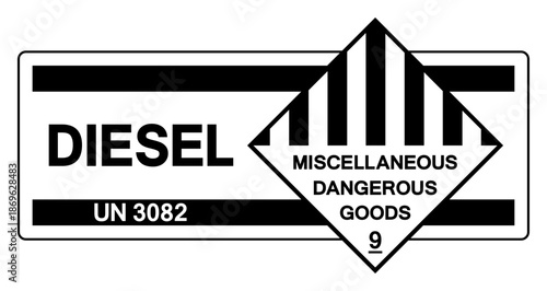 Diesel UN 3082 Symbol Sign, Vector Illustration, Isolate On White Background, Label.EPS10