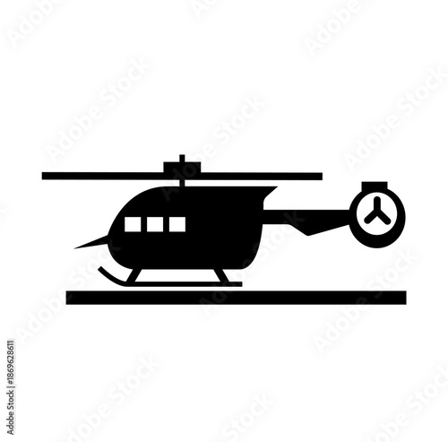  Helicopter Pad Black Icon, Vector Illustration, Isolate On White Background Label.EPS10
