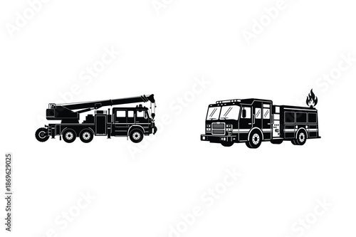 Silhouette of two trucks with different body styles and features