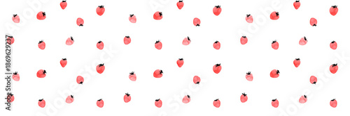 Seamless pattern with cute watercolor and ink strawberries