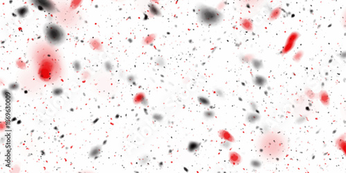 Celebration background template Valentine's Day, with confetti and red ribbons. stains on a white background creating a morbid paint splash pattern. Blood splatters isolated on white.