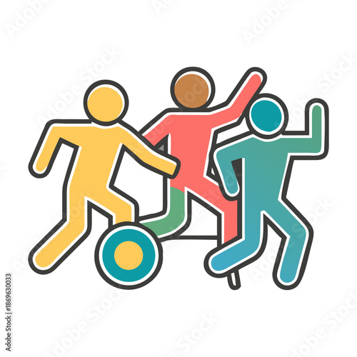 Diverse group of people, including individuals with disabilities, running together in a marathon, promoting inclusion and an active lifestyle.
