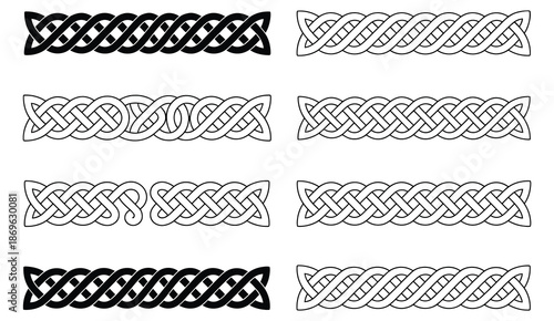 Celtic and floral border collection, vector design elements featuring intricate patterns, decorative motifs, ornamental frames, and traditional knotwork for digital, print, and craft design