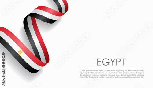 Egyptian flag wavy ribbon, symbolizing national pride, ideal for patriotic or cultural design themes. Vector illustration.