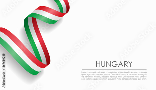 Hungarian flag wavy ribbon, symbolizing national pride, ideal for patriotic or cultural design themes. Vector illustration.