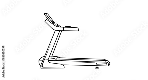 Sleek Modern Treadmill Line Art Icon - Side View Fitness Equipment Vector