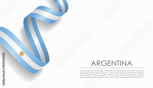 Argentinian flag wavy ribbon, symbolizing national pride, ideal for patriotic or cultural design themes. Vector illustration.
